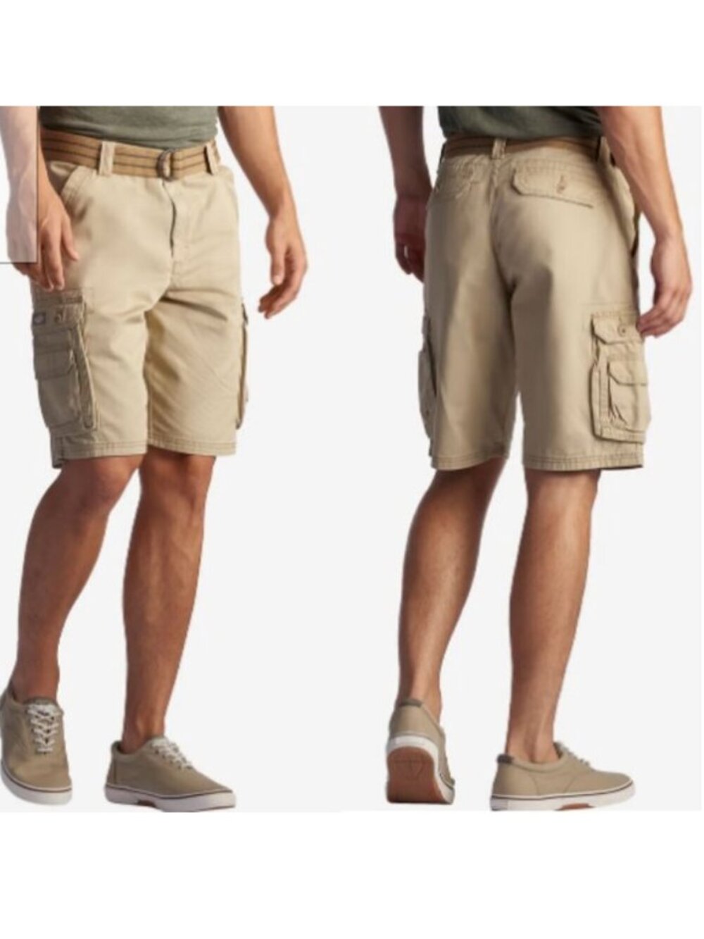 Lee Wyoming Cargo Shorts NEW Mens Size 44 Khaki Beige Belt Big & Tall Cotton
